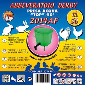 Поилка ниппельная с бачком DERBY 0,5 л 90° для кроликов и птиц Поилка ниппельная с бачком DERBY 0,5 л 90° для кроликов и птиц