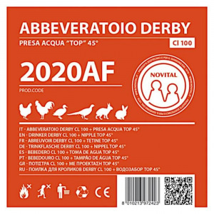 Поилка ниппельная с бачком DERBY 1 л 45° для кроликов и птиц Поилка ниппельная с бачком DERBY 1 л 45° для кроликов и птиц