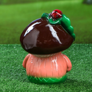 Садовая фигура "Боровик с листиком и божьей коровкой", бежевый цвет, 24 см Садовая фигура "Боровик с листиком и божьей коровкой", бежевый цвет, 24 см