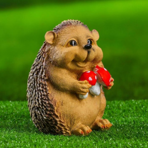 Садовая фигура "Ежик с грибами милый" 16х13х11 см Садовая фигура "Ежик с грибами милый" 16х13х11 см