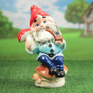 Садовая фигура "Гном на грибе", разноцветный, 40 см, микс Садовая фигура "Гном на грибе", разноцветный, 40 см, микс