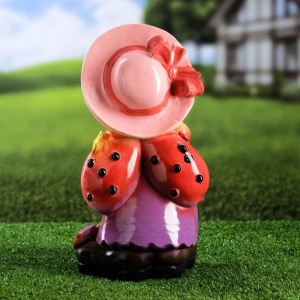 Садовая фигура "Гном с божьими коровками", разноцветный, 32 см Садовая фигура "Гном с божьими коровками", разноцветный, 32 см