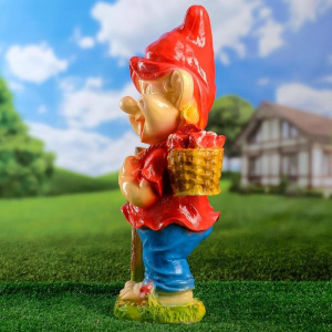 Садовая фигура "Гном с грибами средний", 55х24х21см, МИКС Садовая фигура "Гном с грибами средний", 55х24х21см, МИКС