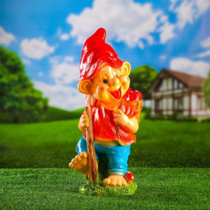 Садовая фигура "Гном с грибами средний", 55х24х21см, МИКС Садовая фигура "Гном с грибами средний", 55х24х21см, МИКС