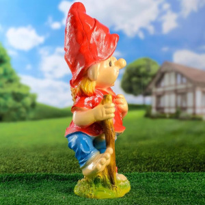 Садовая фигура "Гном с грибами средний", 55х24х21см, МИКС Садовая фигура "Гном с грибами средний", 55х24х21см, МИКС