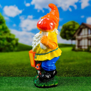 Садовая фигура "Гном с грибом" большой, 56х31см Садовая фигура "Гном с грибом" большой, 56х31см