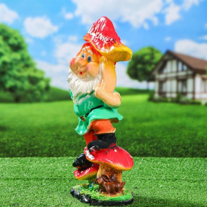 Садовая фигура "Гном с грибом Welcome", разноцветный, 41 см, микс Садовая фигура "Гном с грибом Welcome", разноцветный, 41 см, микс
