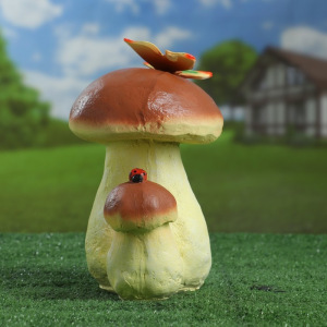 Садовая фигура "Гриб белый двойной с бабочкой" 23см Садовая фигура "Гриб белый двойной с бабочкой" 23см