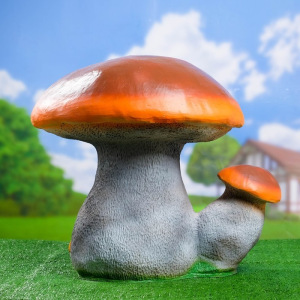 Садовая фигура "Гриб белый двойной с зайчатами" 58*52 Садовая фигура "Гриб белый двойной с зайчатами" 58*52