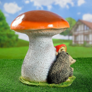 Садовая фигура "Гриб белый с ежами и яблоком" средний 30*30*37 см Садовая фигура "Гриб белый с ежами и яблоком" средний 30*30*37 см