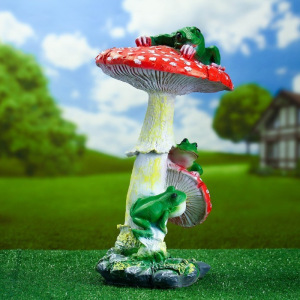 Садовая фигура "Гриб поганка с лягушками" 45 см Садовая фигура "Гриб поганка с лягушками" 45 см