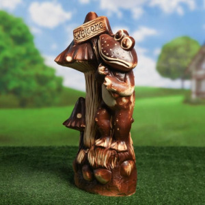 Садовая фигура "Жаба с грибом", под шамот, керамика, 51 см Садовая фигура "Жаба с грибом", под шамот, керамика, 51 см