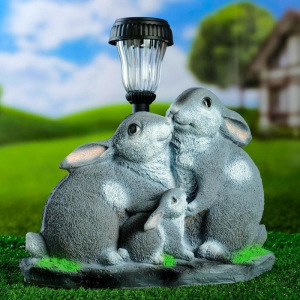 Садовый фонарь "Зайцы у фонаря" 23х28см Садовый фонарь "Зайцы у фонаря" 23х28см