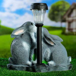 Садовый фонарь "Зайцы у фонаря" 23х28см Садовый фонарь "Зайцы у фонаря" 23х28см