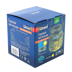 Садовый светильник на солнечной батарее Uniel, сереб. корп., 11х11х11 см, IP44, Теплый белый Садовый светильник на солнечной батарее Uniel, сереб. корп., 11х11х11 см, IP44, Теплый белый