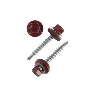 Саморез 4,8х35 кровельный, красно-коричневый RAL 3011, ведро, в упаковке 250 шт. Саморез 4,8х35 кровельный, красно-коричневый RAL 3011, ведро, в упаковке 250 шт.