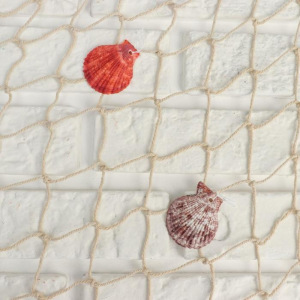Сетка с ракушками и буйками, 110*150 см, белая Сетка с ракушками и буйками, 110*150 см, белая
