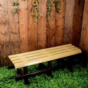 Скамья садовая, пластиковая 120 х 40 х 42 см, без спинки, беж.-корич Скамья садовая, пластиковая 120 х 40 х 42 см, без спинки, беж.-корич