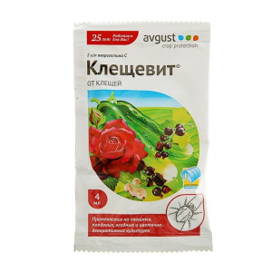 Средство от клещей на всех культурах и комнатных растениях Клещевит, ампула в пак., 4 мл Средство от клещей на всех культурах и комнатных растениях Клещевит, ампула в пак., 4 мл