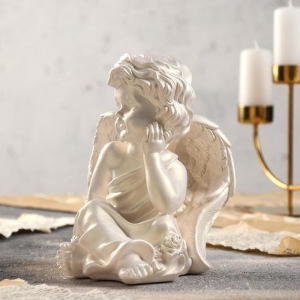Статуэтка "Ангел думающий" 21 см, перламутровая Статуэтка "Ангел думающий" 21 см, перламутровая