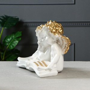 Статуэтка "Ангелы пара с книгой" золотистый декор, 22 см Статуэтка "Ангелы пара с книгой" золотистый декор, 22 см