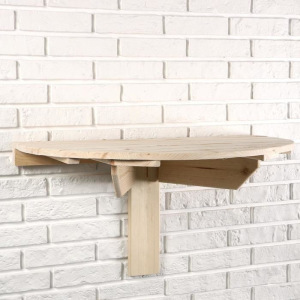 Стол пристенный откидывающийся, 80×43,5см, из сосны, полукруглый Стол пристенный откидывающийся, 80×43,5см, из сосны, полукруглый