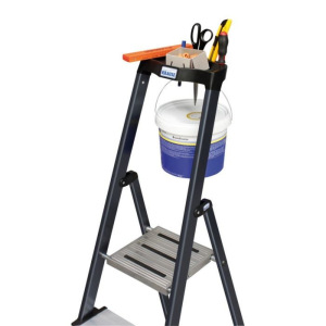 Стремянка KRAUSE MONTO SECURO, оградительная дуга с полкой, широкие ступени, 6 ступеней Стремянка KRAUSE MONTO SECURO, оградительная дуга с полкой, широкие ступени, 6 ступеней