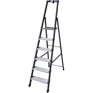 Стремянка KRAUSE MONTO SECURO, оградительная дуга с полкой, широкие ступени, 6 ступеней Стремянка KRAUSE MONTO SECURO, оградительная дуга с полкой, широкие ступени, 6 ступеней