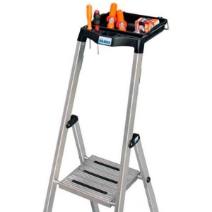 Стремянка KRAUSE MONTO SECURY, широкие ступени, оградительная дуга с полкой, 4 ступени Стремянка KRAUSE MONTO SECURY, широкие ступени, оградительная дуга с полкой, 4 ступени