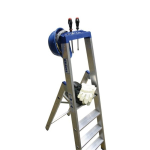 Стремянка KRAUSE STABILO, односторонняя, высокая оградительная дуга с полкой, 3 ступени Стремянка KRAUSE STABILO, односторонняя, высокая оградительная дуга с полкой, 3 ступени