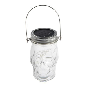 Светильник-банка "Череп" светодиодный на солнечной батарее 10 LED, с подвесом, БЕЛЫЙ Светильник-банка "Череп" светодиодный на солнечной батарее 10 LED, с подвесом, БЕЛЫЙ