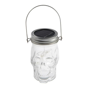 Светильник-банка "Череп" светодиодный на солнечной батарее 10 LED, с подвесом, БЕЛЫЙ Светильник-банка "Череп" светодиодный на солнечной батарее 10 LED, с подвесом, БЕЛЫЙ