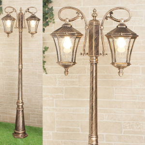 Светильник Elektrostandard, 2x60 Вт, E27, IP44, на столбе, h=2360мм, Virgo F/2 черное золото Светильник Elektrostandard, 2x60 Вт, E27, IP44, на столбе, h=2360мм, Virgo F/2 черное золото