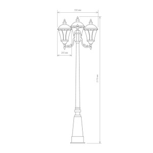 Светильник Elektrostandard, 3x60Вт, E27, IP44, на столбе, h=2170мм, Capella F/3 черн. золото Светильник Elektrostandard, 3x60Вт, E27, IP44, на столбе, h=2170мм, Capella F/3 черн. золото