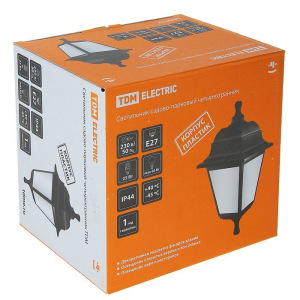 Светильник садово-парковый TDM, E27, 60 Вт, четырёхгранный, настенный, чёрный Светильник садово-парковый TDM, E27, 60 Вт, четырёхгранный, настенный, чёрный