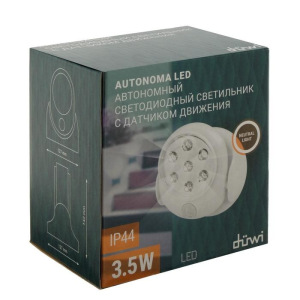 Светильник светодиодный с датчиком движения düwi Autonoma LED, 3.5 Вт, 4хАА, IP44 Светильник светодиодный с датчиком движения düwi Autonoma LED, 3.5 Вт, 4хАА, IP44