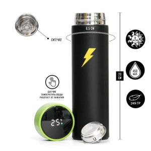 Термос Supreme "Батарейка", c термометром, 450 мл, сохраняет тепло 8 ч, 23 х 6.5 см Термос Supreme "Батарейка", c термометром, 450 мл, сохраняет тепло 8 ч, 23 х 6.5 см