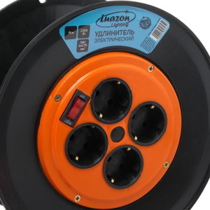 Удлинитель на катушке Luazon Lighting, 4 розетки, 15 м, 10 А, ПВС 3х0.75 мм2, с з/к, IP20 Удлинитель на катушке Luazon Lighting, 4 розетки, 15 м, 10 А, ПВС 3х0.75 мм2, с з/к, IP20