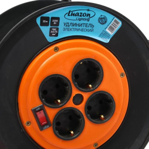 Удлинитель на катушке Luazon Lighting, 4 розетки, 20 м, 10 А, ПВС 3х0.75 мм2, с з/к, IP20 Удлинитель на катушке Luazon Lighting, 4 розетки, 20 м, 10 А, ПВС 3х0.75 мм2, с з/к, IP20