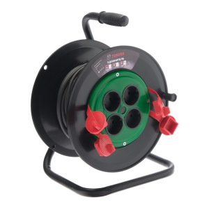 Удлинитель на катушке TUNDRA, 4 розетки, 25 м,16 А, ПВС 2х1.5 мм2, без з/к, IP44, ГОСТ Удлинитель на катушке TUNDRA, 4 розетки, 25 м,16 А, ПВС 2х1.5 мм2, без з/к, IP44, ГОСТ