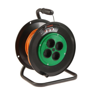 Удлинитель на катушке TUNDRA, 4 розетки, 25 м, 6 А, ПВС 2х0.75 мм2, без з/к, IP20, ГОСТ Удлинитель на катушке TUNDRA, 4 розетки, 25 м, 6 А, ПВС 2х0.75 мм2, без з/к, IP20, ГОСТ