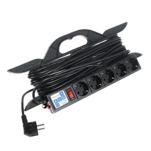 Удлинитель на рамке PowerCube, 5 розеток, 10 м, 16 А, 3500 Вт, черный Удлинитель на рамке PowerCube, 5 розеток, 10 м, 16 А, 3500 Вт, черный