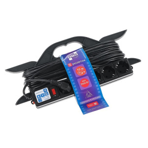 Удлинитель на рамке PowerCube, 5 розеток, 10 м, 16 А, 3500 Вт, черный Удлинитель на рамке PowerCube, 5 розеток, 10 м, 16 А, 3500 Вт, черный