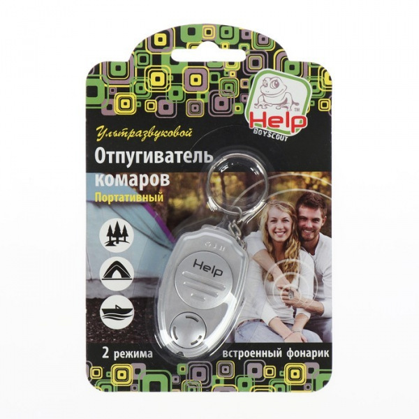 Ультразвуковой отпугиватель комаров "Help", портативный, 2 режима, с фонариком, 1 шт