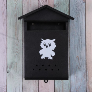 Ящик почтовый без замка (с петлёй), вертикальный, «Домик», чёрный Ящик почтовый без замка (с петлёй), вертикальный, «Домик», чёрный
