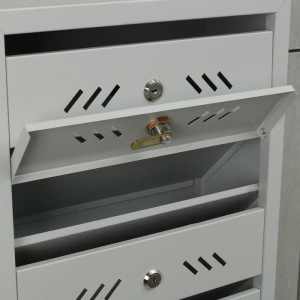 Ящик почтовый многосекционный, 4 секций, с задней стенкой, серый Ящик почтовый многосекционный, 4 секций, с задней стенкой, серый