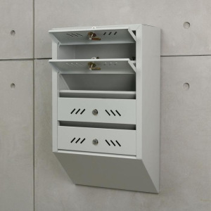 Ящик почтовый многосекционный, 4 секций, с задней стенкой, серый Ящик почтовый многосекционный, 4 секций, с задней стенкой, серый