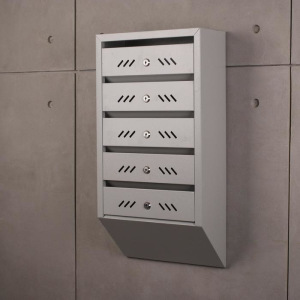 Ящик почтовый многосекционный, 5 секций, с задней стенкой, серый Ящик почтовый многосекционный, 5 секций, с задней стенкой, серый