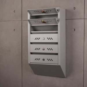 Ящик почтовый многосекционный, 5 секций, с задней стенкой, серый Ящик почтовый многосекционный, 5 секций, с задней стенкой, серый