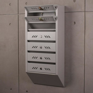 Ящик почтовый многосекционный, 6 секций, с задней стенкой, серый Ящик почтовый многосекционный, 6 секций, с задней стенкой, серый